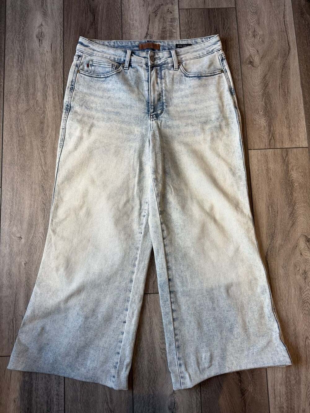 Judy Blue Retro Wide Leg Jeans Size 14W Light Acid Wash Denim